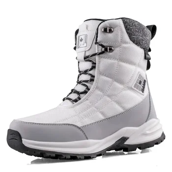 Мужские ботинки Зимняя мода Мужская обувь на открытом воздухе Высокие туристические ботильоны Водонепроницаемая обувь для защиты от метели Снег Плюшевая мужская обувь