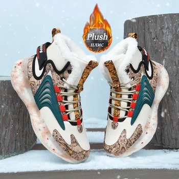 Мужские новые зимние сапоги 2023 года Зимние теплые флисовые уютные ботильоны Плюшевые уличные удобные кроссовки Движение Роскошная обувь Мужская хлопковая обувь