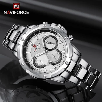 Мужские часы NAVIFORCE Fashion Wild Casual Кварцевые многофункциональные наручные часы Водонепроницаемые деловые мужские часы из нержавеющей стали