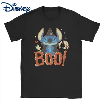 Мужчины Женщины Футболка Disney Stitch Halloween Boo Creative 100% хлопок футболки с коротким рукавом Lilo And Stitch Футболка Одежда Подарочная идея