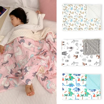 Мультяшное двухслойное утолщенное детское одеяло из фасолевого флиса, пеленание, плюшевое осенне-зимнее детское одеяло, удобное снотворное