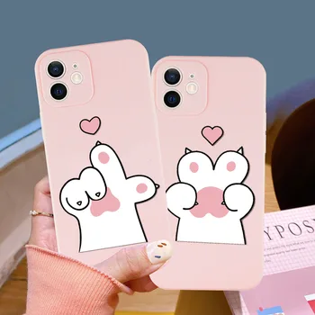 Мультяшный Animal Cat Paw Розовый чехол для телефона для iPhone 13 12 11 Pro Max Mini X XR XS Max 7 8 Plus SE Силиконовый мягкий задний чехол Fundas