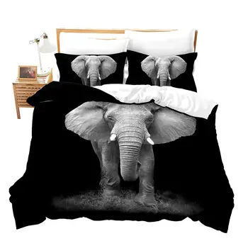  Набор пододеяльников из слона Queen Size, Одеяло Комплект постельного белья из 3 предметов с 2 подушками Sham, набор на тему животных для детей и подростков