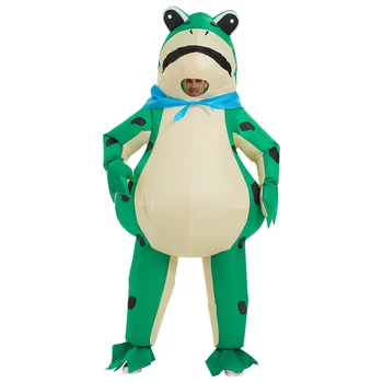 Надувной костюм лягушки Забавный костюм для косплея в полный рост для взрослых Костюм для вечеринки на Хэллоуин для взрослой ролевой игры