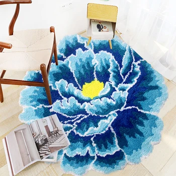 Нескользящий напольный коврик синий цветочный ковер цветочный коврик синий цвет
