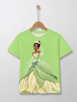 Новая детская одежда Disney футболка принцесса Тиана с круглым вырезом и короткими рукавами, повседневная толстовка с принтом, топы для девочек