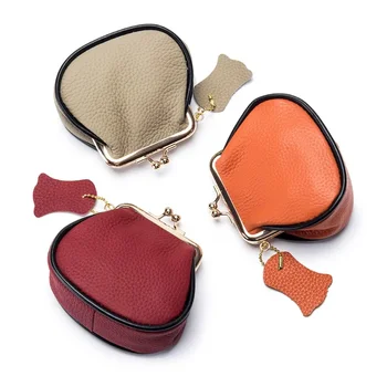  Новая мода Lychee Pattern Кошелек Женская кожаная мини-сумка для хранения монет Мягкая кожа Creative Clip Bag Рот Золотая сумка