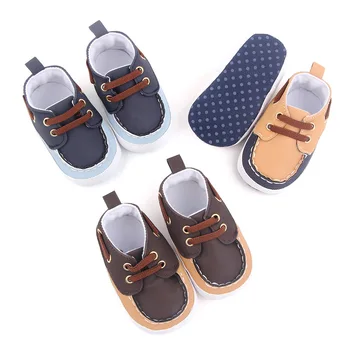Новая модная детская обувь PU повседневная обувь для мальчиков и девочек Обувь для крещения с мягким дном Кроссовки Newborn Comfort First Walking Shoes
