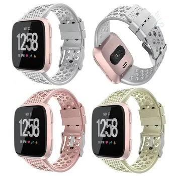 Новые модные дышащие ремешки для часов Fitbit Versa / Versa 2 / LITE Сменный ремешок на запястье Пористые спортивные силиконовые ремешки для часов