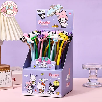  Новый Sanrio 24/48 шт. Гелевые ручки Hello Kitty Creative Decompression Канцелярские товары для письма гладкая 0,5 мм Черная симпатичная высокоценная подарочная ручка