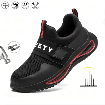 Новый Velcro Рабочая обувь Защитная обувь Легкие дышащие повседневные кроссовки Velcro Мужчины Женщины Защитная