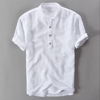 Новый бренд Suehaiwe's Льняная рубашка с коротким рукавом Мужские повседневные рубашки с воротником для мужчин 5 цветов Chemise Camisas De Hombre