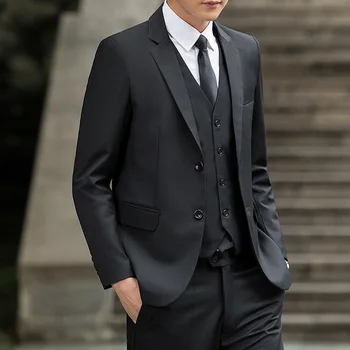 Новый костюм Мужской костюм-тройка Корейский повседневный костюм Coatt Best Man Vest Костюм Коммерческая одежда