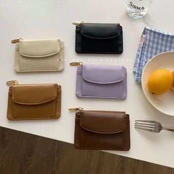  Новый модный универсальный однотонный кошелек для студенток Advanced Sense Change Clip Multi Card Card Bag Сплошной цвет