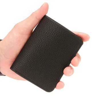 Новый ультратонкий мягкий кошелек из искусственной кожи Lychee Grain Мини-кошелек для кредитных карт Мужской чехол для карт Мужской короткий чехол для купюр