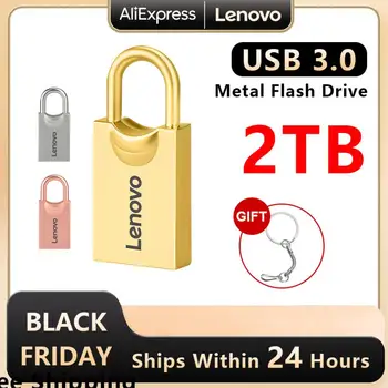 Новый флеш-накопитель Lenovo USB 3.0 2 ТБ Высокоскоростной флеш-накопитель 1 ТБ Metal Cle USB Flash Накопители TYPE-C Memoria USB Flash Бесплатная доставка