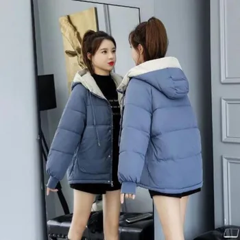 Одежда пальто зимняя утолщенная теплая куртка с капюшоном корейская версия 15-20 лет в большом Детская студенческая мода одежда для девочек