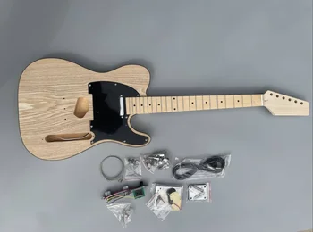 Один набор DIY Электрогитара Набор ASH Деревянная гитара Корпус Клен Гриф 22 лада Гитара Гриф для Tele Style Dots Inlay Bolt On