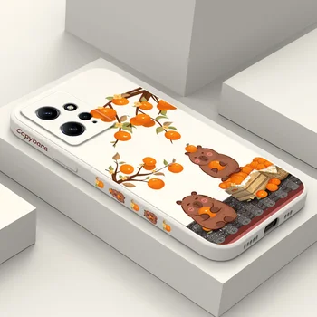 Оранжевый чехол для телефона Capybara для Xiaomi Redmi Note 12 12S 11 11S 10 10T 10S 9 9S 8 7 Pro Plus 4G 5G Жидкий силиконовый чехол