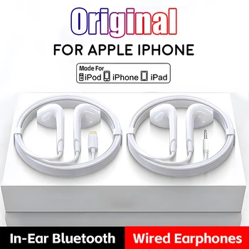 Оригинальные наушники для Apple iPhone 15 Проводные Bluetooth-наушники 14 13 12 11 Pro Max Mini XR 8 7 6s Plus Стереонаушники-вкладыши