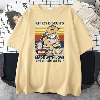 Печенье Китци, сделанное с любовью и небольшим количеством кошачьих волос Мужская футболка Базовые хлопковые футболки Повседневные топы с о-образным вырезом Модная футболка на открытом воздухе