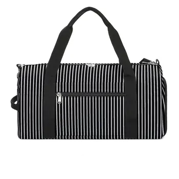  Полосатые спортивные сумки с принтом Черно-белая спортивная сумка для плавания с обувью Ретро сумки Мужчины Женщины Дизайн Weekend Fitness Bag