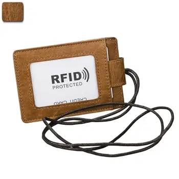  Портативный RFID ID Бейдж Держатель кредитной карты Натуральная кожа Карманный чехол Бизнес-кошелек Ремешок