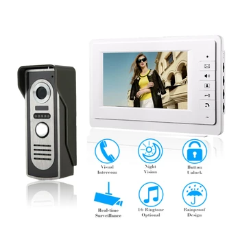 ПРОВОДНОЙ Видеодомофон 7-дюймовый видеодомофон Дверная система Комплекты поддерживают мониторинг разблокировки для виллы Домашний офис Квартира