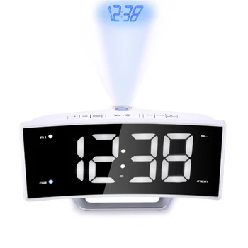 Проекционные часы Часы Nixie Часы с проекцией времени FM Радио Будильник Светодиодный цифровой электронный настольный проектор