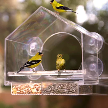  Прозрачное окно Кормушка для птиц Пластиковая прозрачная оконная устойчивая акриловая кормушка для птиц для домашнего хозяйства
