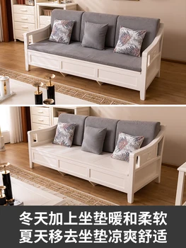Простой и современный малогабаритный диван из массива дерева, высокий диван для хранения, комбинированный прямой диван, угловой императорский диван для наложниц
