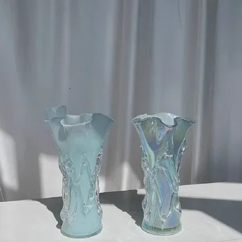 Простые синие кружевные вазы, вазы для капусты ручной работы, домашний декор, украшения для гостиной, украшения для спальни