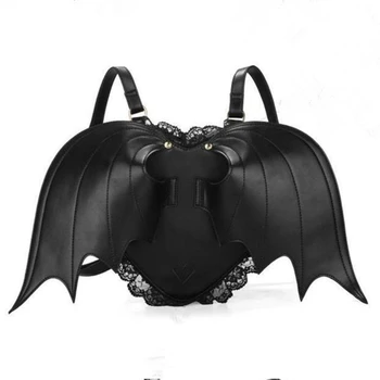  Прочный и модный рюкзак для путешествий PU Devil Bat Rucksack Готический рюкзак для женщин с уникальным вкусом