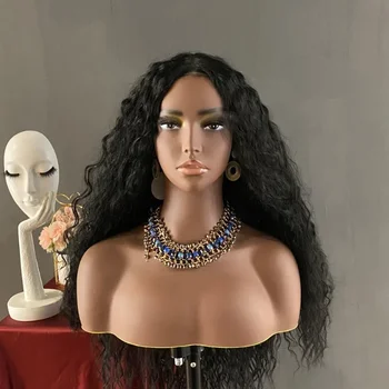 Реалистичная женская манекенная манекенная голова с плечом Манекен Голова Бюст для париков, макияжа, косметических аксессуаров Отображение