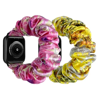 Резинки для волос с Apple Watch 38/40/41/42/44/45 мм, резинка с принтом с одной петлей для iWatch Series 8/7/6/5/4/3/2/1 SE