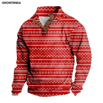 Рождественские свитера Винтаж без капюшона для мужчин Мужская одежда оверсайз повседневная толстовка с длинным рукавом футболки ретро пуловер топы