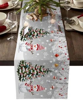 Рождественский снеговик Снежинка Бегун на стол Свадебный стол Украшение стола Бегун Рождественский праздник Украшение стола