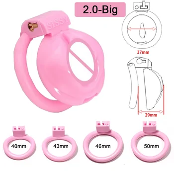 Розовая киска Легкая мужская клетка целомудрия Устройство целомудрия с 4 кольцами Секс-игрушки для пар