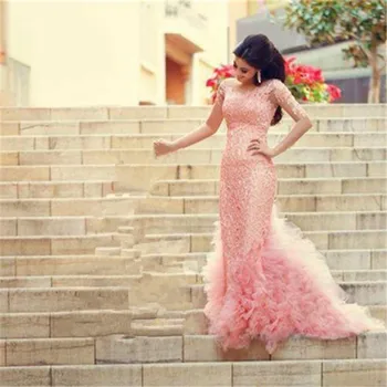 Розовые длинные вечерние платья русалки 2023 Формальные Элегантные Сексуальные Аппликации Возлюбленной Бисер Вечернее Платье
