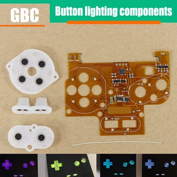  Светодиодная кнопка Подсветка Комплект для GameBoy Color LED Light Ribbon Board GBC DIY Button Light с резиновой накладкой