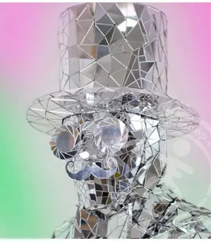 серебристый золотой зеркальный костюм робота вечеринка шоу крутой машинный костюм мужской костюм сценический лазерный танцевальный костюм