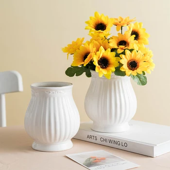 скандинавский белый керамический ваза современный декор круглые вазы домашний декор фея сад сушеные цветы горшок гостиная дизайн интерьера