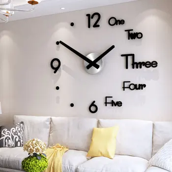 современный дизайн большие настенные часы 3D DIY кварцевые часы модные часы акриловые зеркальные наклейки гостиная домашний декор horloge