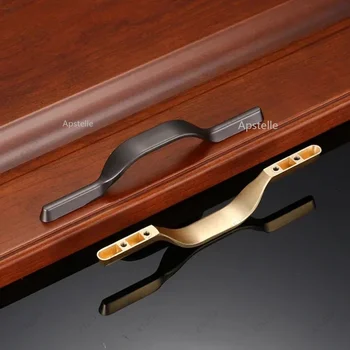  Современный простой и роскошный золотой черный шкаф дверца шкафа ящик минималистичная арочная ручка Ручка шкафа из цинкового сплава