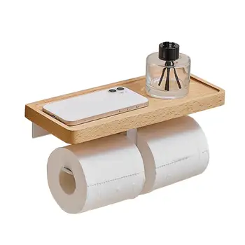  Стеллаж для хранения в ванной комнате Без перфорации Простая в установке стойка для салфеток Бытовой туалет Полка для телефона с подставкой для рулонной бумаги