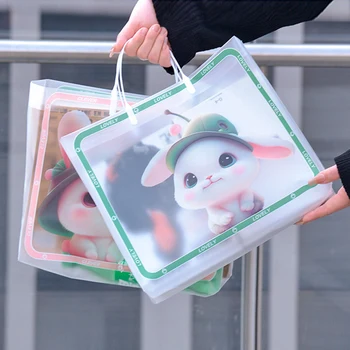  Сумка для покупок с принтом кролика Прозрачные сумки из ПВХ Сумка через плечо большой емкости для путешествий Продуктовые сумки Многоразовая сумка для покупок