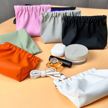  Сумка с рессорами в корейском стиле Творческая сумка для хранения Сплошной цвет Сумки для мелких предметов Мини косметичка Косметичка для девочек