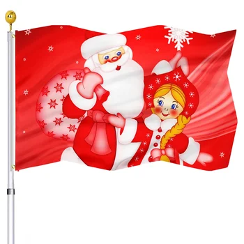 Счастливого Рождества Флаг Санта-Клауса Зимние праздничные флаги Полиэстер с латунной петлей Садовый двор Дом Внутренний и наружный декор