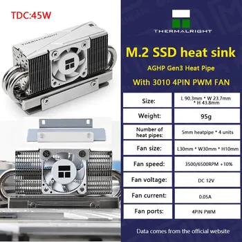 Твердотельный накопитель Thermalright HR-10 2280 PRO 4 радиатора радиатора AGHP HeatPipes M.2 SSD Прокладка охладителя с 3010 4-контактным вентилятором PWM