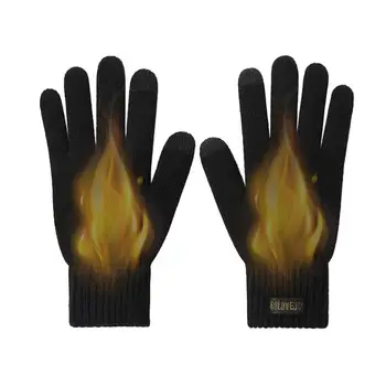 Трикотажные перчатки для мужчин Зимние перчатки с сенсорным экраном для женщин и мужчин Вязаные перчатки для холодной погоды двухслойные для бега и походов